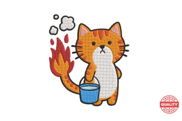Funny Fire Cat with Bucket: A Boutique Embroidery Review