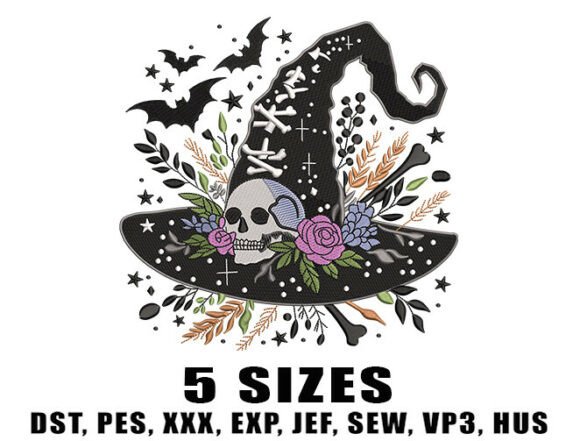 Review: Flower Witch Hat Embroidery Design for Etsy